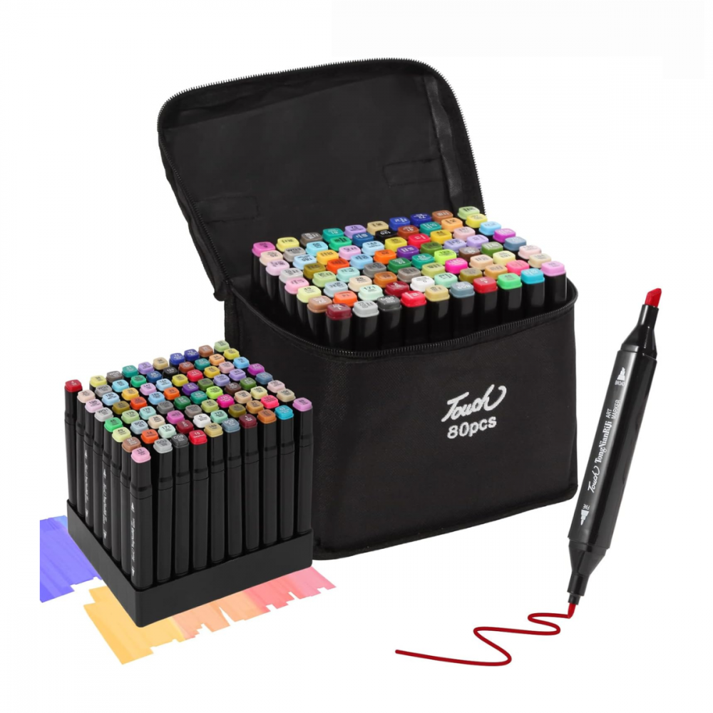 Maleta De Canetinhas Coloridas 80 Cores Para Desenho Marcador Profissional e Escolar Duas Pontas Hidrográfica Touch Sweet 80 / K54  Maleta De Canetinhas Coloridas 80 Cores Para Desenho Marcador Profissional e Escolar Duas Pontas Hidrográfica Touch Sweet 80 / K54