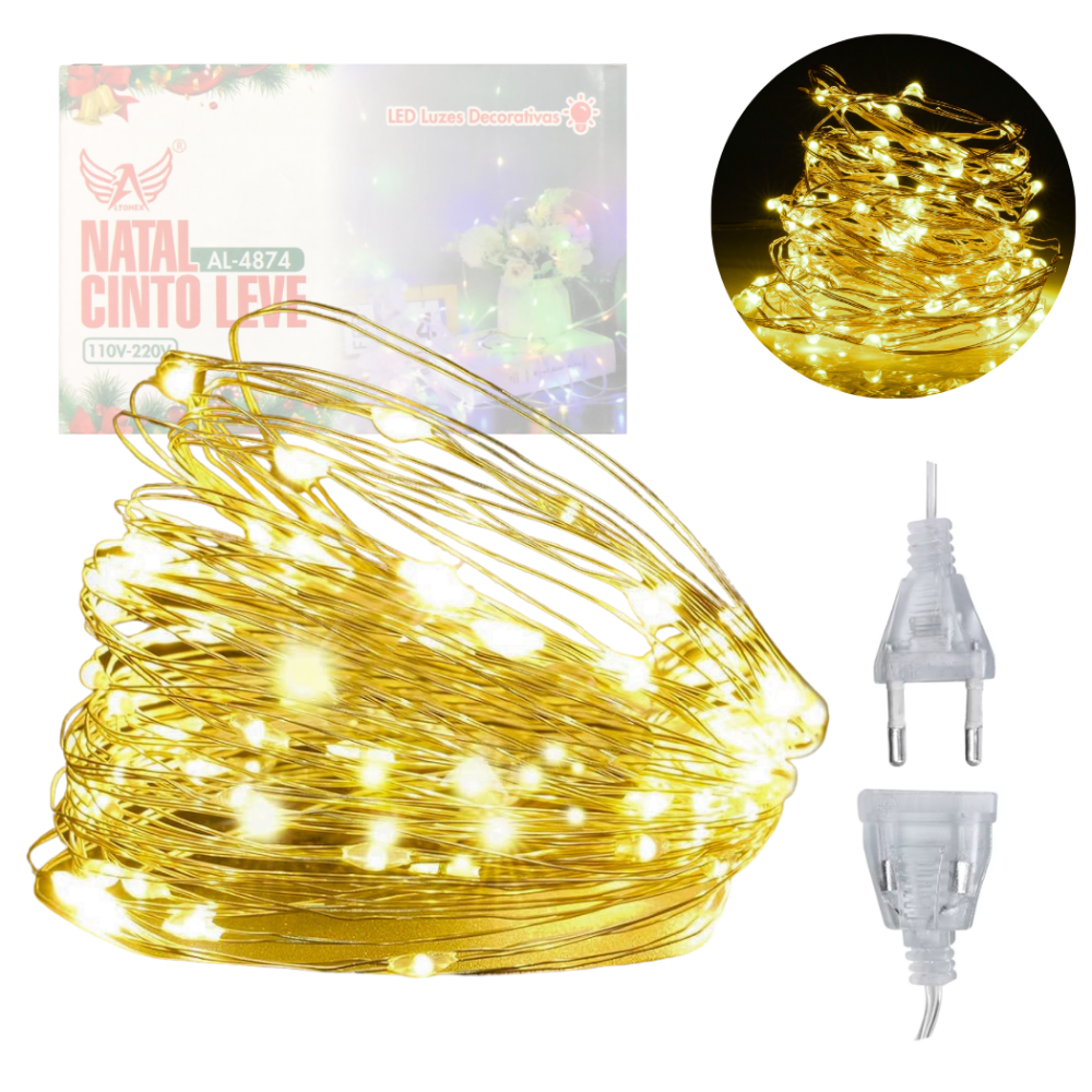 --      Pisca Pisca Luzes de Natal Led 50 Metros Amarelo BIVOLT Conector Macho Fêmea Altomex AL-4874 --      Pisca Pisca Luzes de Natal Led 50 Metros Amarelo BIVOLT Conector Macho Fêmea Altomex AL-4874