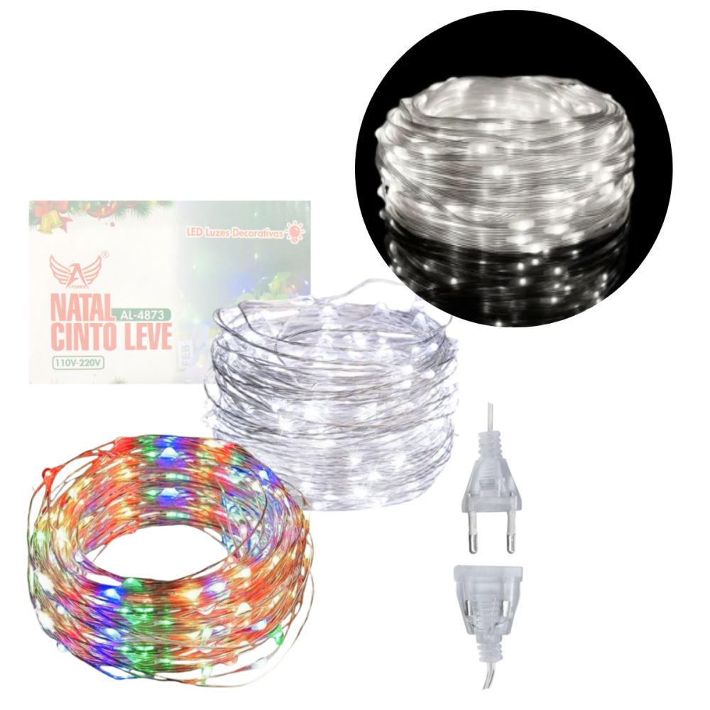 Pisca Pisca Luzes de Natal Led (Branco) 30 Metros BIVOLT Conector Macho Fêmea Altomex AL-4873 Pisca Pisca Luzes de Natal Led (Branco) 30 Metros BIVOLT Conector Macho Fêmea Altomex AL-4873