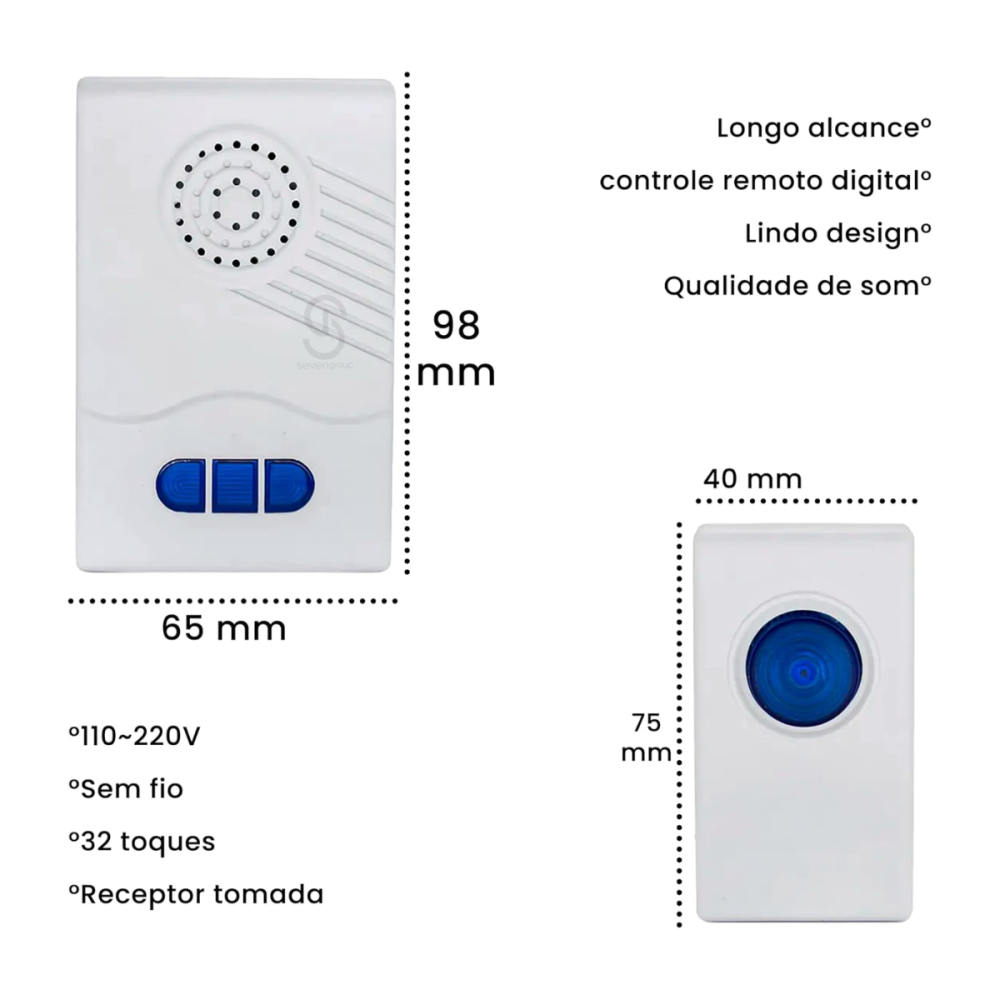 Campainha Sem Fio Com Pilha Alcance 10 Metros Altomex DB-103 / ML-A18 Campainha Sem Fio Com Pilha Alcance 10 Metros Altomex DB-103 / ML-A18