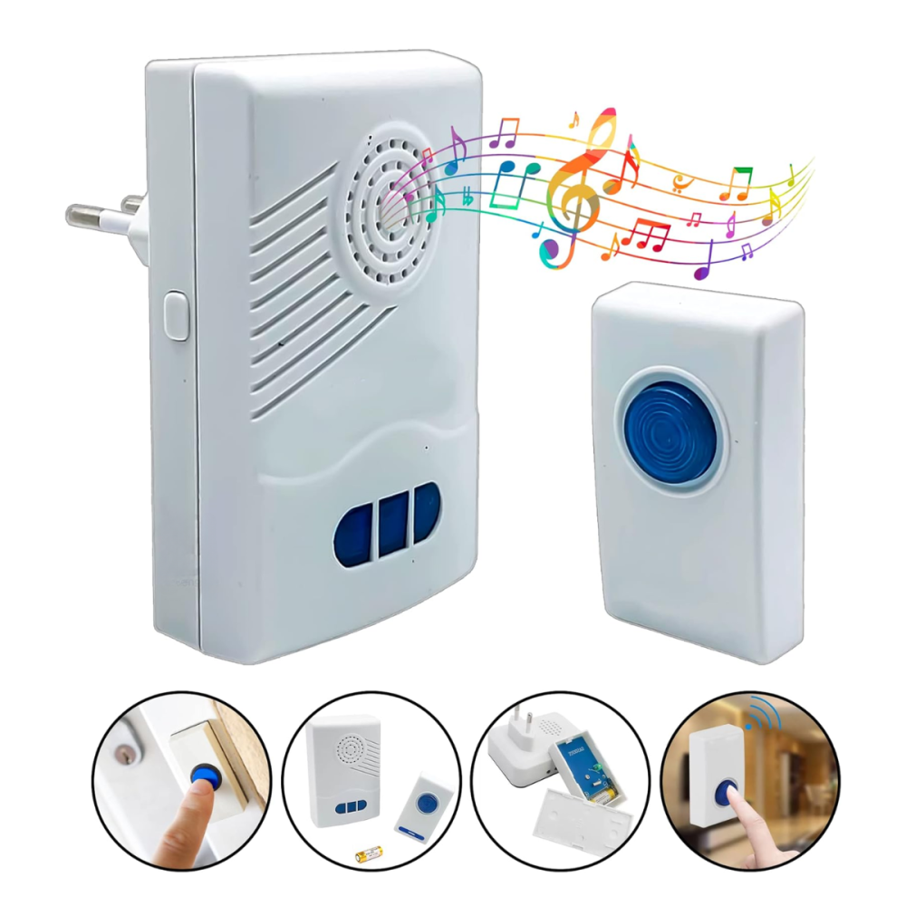 Campainha Sem Fio Com Pilha Alcance 10 Metros Altomex DB-103 / ML-A18 Campainha Sem Fio Com Pilha Alcance 10 Metros Altomex DB-103 / ML-A18