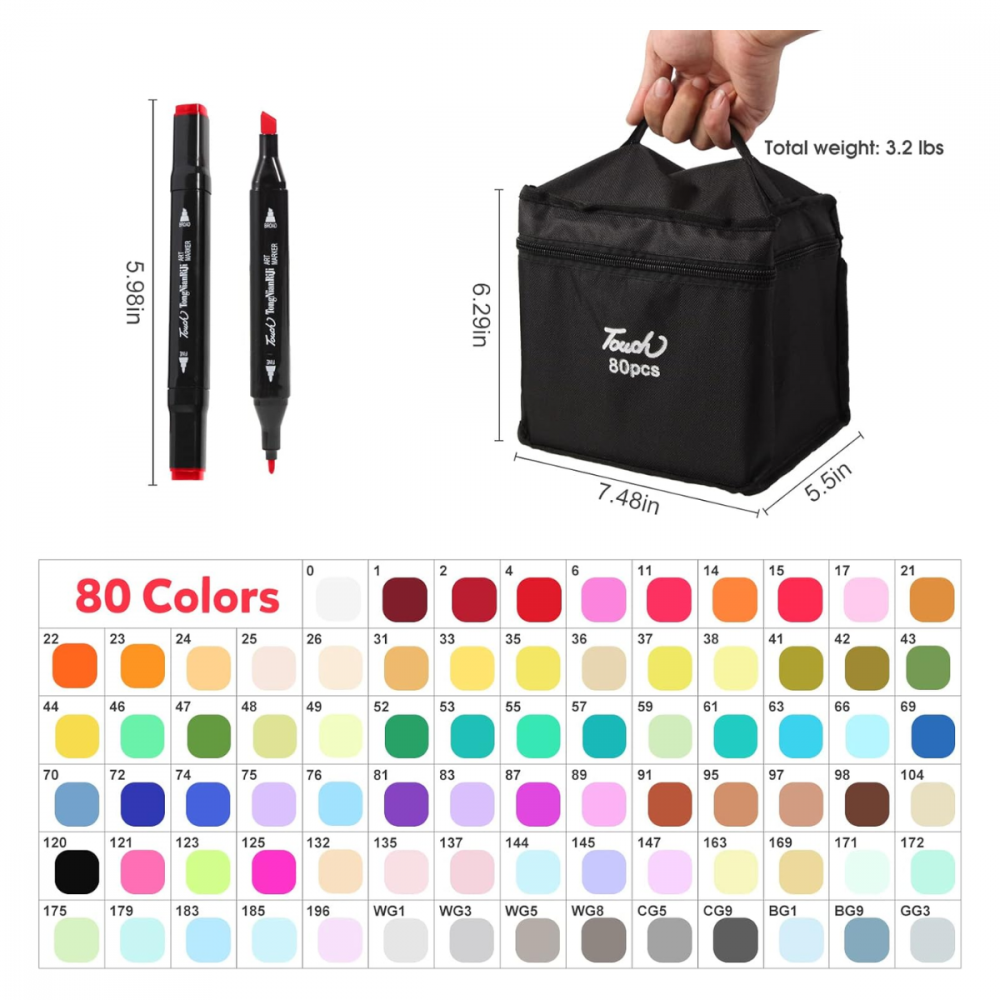 Maleta De Canetinhas Coloridas 80 Cores Para Desenho Marcador Profissional e Escolar Duas Pontas Hidrográfica Touch Sweet 80 / K54  Maleta De Canetinhas Coloridas 80 Cores Para Desenho Marcador Profissional e Escolar Duas Pontas Hidrográfica Touch Sweet 80 / K54