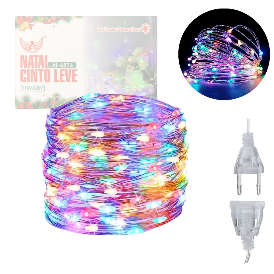 --      Pisca Pisca Luzes de Natal Led 50 Metros Colorido BIVOLT Conector Macho Fêmea Altomex AL-4874 --      Pisca Pisca Luzes de Natal Led 50 Metros Colorido BIVOLT Conector Macho Fêmea Altomex AL-4874
